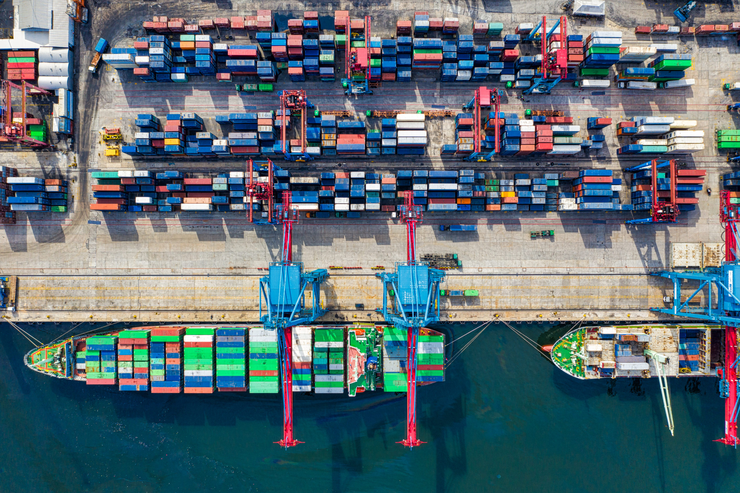 Birds eye view of freight containers